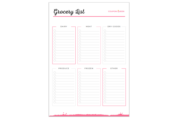 FREE Printable Grocery List