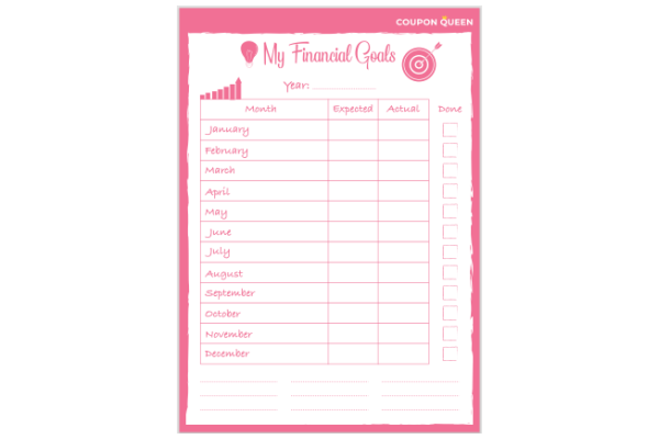 FREE Printable Financial Goals Planner